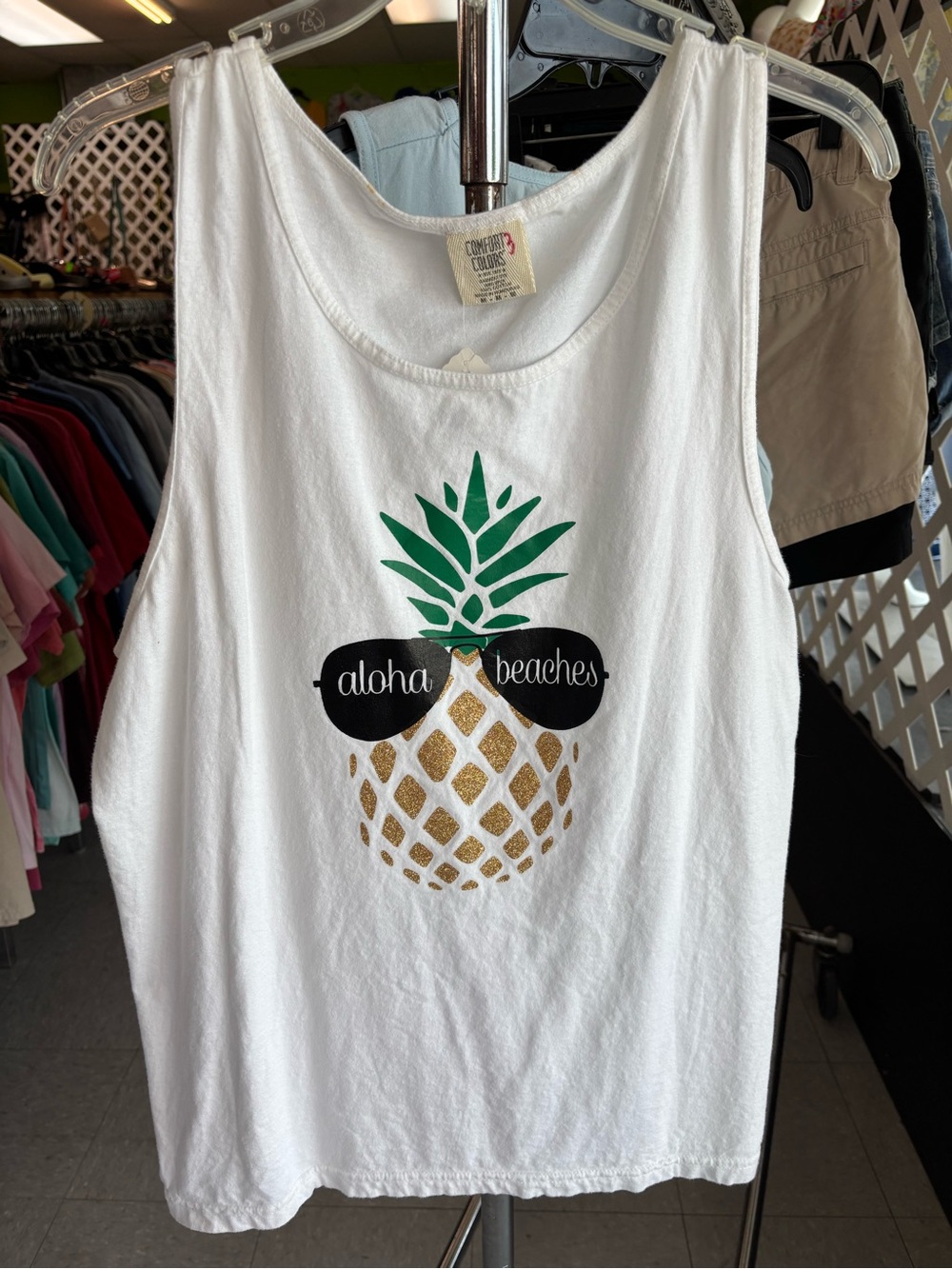 Comfort Colors White Tank Top with Pineapple Graphic